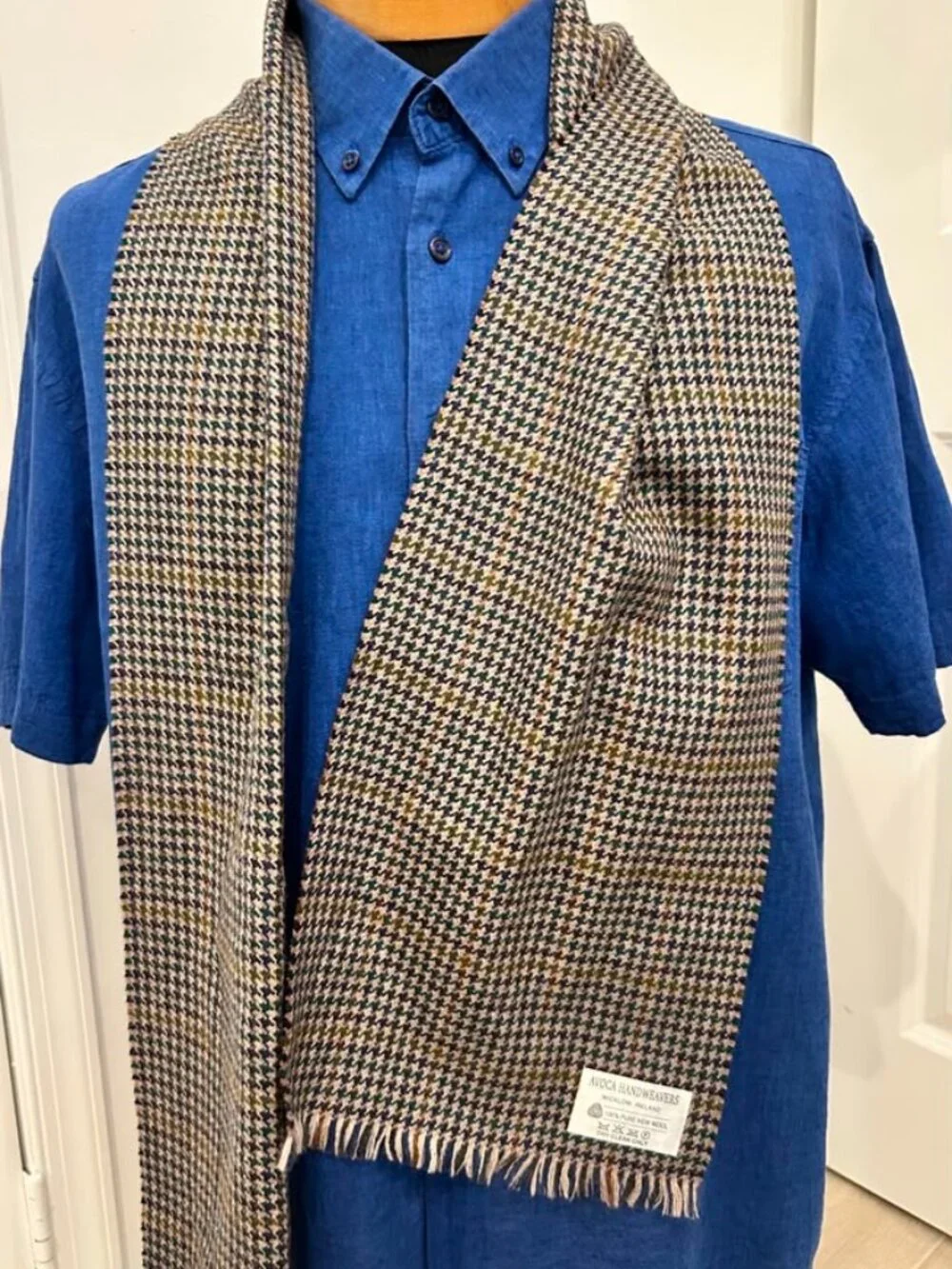 Avoca Handweavers Irish 100% Pure New Wool Houndstooth Scarf 60” x 9.5”
